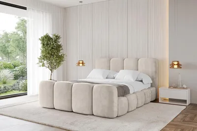 Produktbild von ALTDECOR Polsterbett mit Bettkasten, Fußteil und Lattenrost, Bett mit Kopfteil, Boxbett ohne Matratze, Doppelbett mit Stauraum - KALA-Z 160x200 Beige