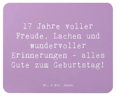 Produktbild von Mr. & Mrs. Panda Mousepad Spruch 17. Geburtstag Freude - Lavendeltraum - Geschenk, Ideen, Alter, Mouse Pad, pc, mousematte, laptop, siebzehnter, Geburtstagsgeschenk