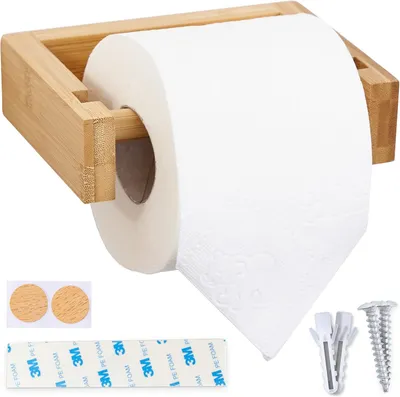 Produktbild von Toilettenpapierhalter, Bambus, Wandmontage, Minimalistisches Design, Badezimmer Zubehör