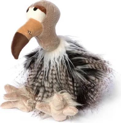 A stuffed toy vulture is shown from the front on a white background.
