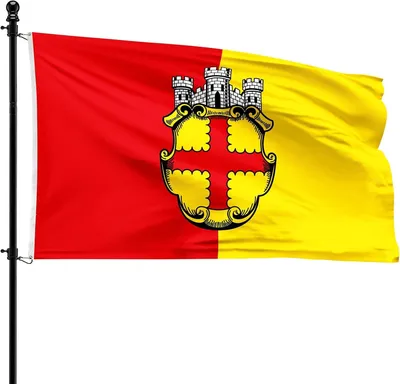Zdjęcie produktu dla Flagi gminne, Eupen, 90 x 150 cm, poliester, przeznaczone do montażu na maszcie