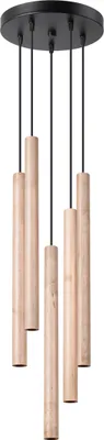 Produktbild von Pendelleuchten PASTELO 5P holz 5xG9 8W Stahl/Holz 110x25x25cm Sollux Lighting