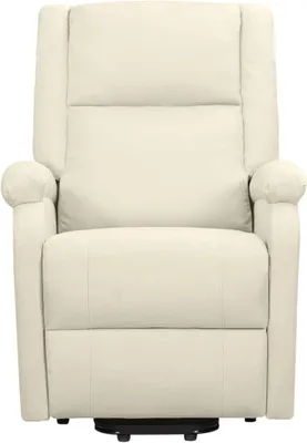 Produktbild von Massagesessel, Sessel mit Aufstehhilfe, Relaxsessel mit Liegefunktion, Aufstehsessel 6-Punkt-Vibrationsmassage, Creme Stoff