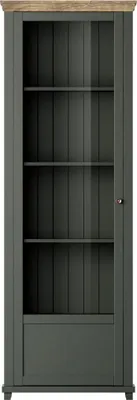 Produktbild von Standvitrine Elda Glasvitrine 71x42x200cm grün / Eiche Lefkas 1-türig