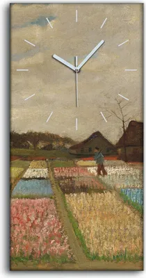 Produktbild von Wandbild Leinwand Bilder mit Uhr Geräuschlos Kunstdruck 30x60 Zwiebelfelder - weiße Hände