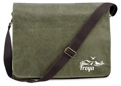 Produktbild von Huuraa Umhängetasche Frøya Norwegen 14 Liter Military Green Canvas Laptoptasche Geschenkidee
