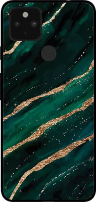 Image de Housse de téléphone portable pour Google Pixel 4A 5G avec impression marbrée - TPU Backcover Case Marble Design - Vert Or