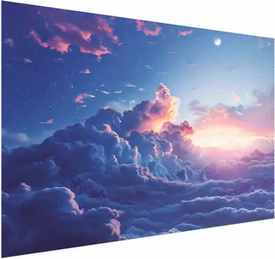 Produktbild von Posterpapier Poster - Night Concert in the Mountains: Clouds Illuminated by the Last Rays of the Sun 30x21 cm Muster b-H-10031-ao-a