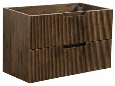 Productafbeelding van Badplaats Wastafelkast Thermis 80 x 48 cm – Walnoot Bruin – Hangend Wastafelmeubel Met Lades, AI-gegenereerde afbeelding