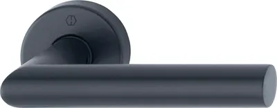 Produktbild von Hoppe Drückerhalbgarnitur Amsterdam rund, Vierkant 8/62mm Türklinke + Rosette + Unterkonstruktion + Schnellstift, Edelstahl schwarz
