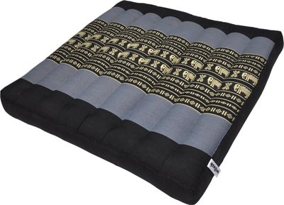 Thaikissen blau/grau schwarz mit Elefanten (81319)