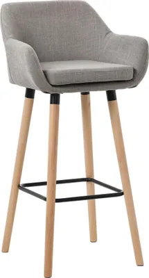 Produktbild von Moderner Barhocker – Hocker – Hoher Sitzkomfort und elegante Stoffpolsterung | Farbe: Grau