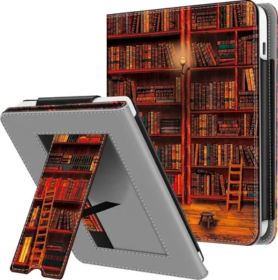 Produktbild von Fintie Hülle für Tolino Vision 6 (2021) / Kobo Libra 2 (2021) - Kickstand Schutzhülle mit Kartenfach Handschlaufe und Auto Sleep/Wake Funktion, die Bibliothek