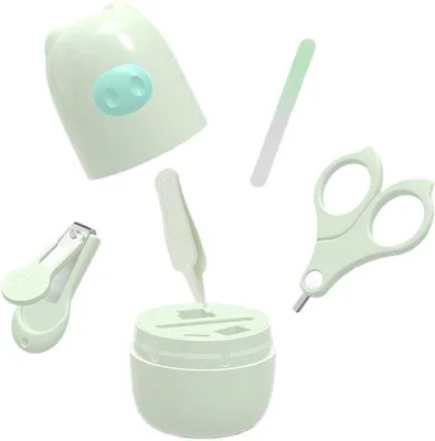 Produktbild von Baby-Nagelpflege-Set – Baby-Nagelset – Babypflege – Edelstahl – 11 x 8 x 7 cm – Grün