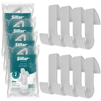Produktbild von Sillar 8x Heizkörperhaken Weiß – Handtuchhalter für Badezimmer, Bademantel Haken, Wandfreie Montage