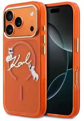 Productafbeelding van Telefoonsleeve Karl Lagerfeld Choupettes Script, geschikt voor iPhone 17 Pro Max, met MagSafe-functionaliteit