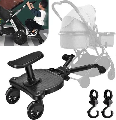 Produktbild von Famanu Mehrfahrbrett für Kinderwagen - Universelles Design, einfach zu befestigen, robust und langlebig - Schwarz