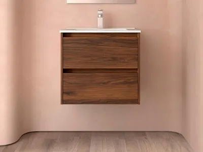 Produktbild von Noja Unterschrank 700 2 Schubladen + Waschbecken Nussbaum