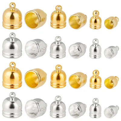 Kordelenden 120 Stück 9–12 mm Messing gold/silber