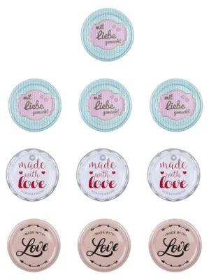 Produktbild von Twist-off-Deckel 66mm Dekor love sortiert 10er Beutel