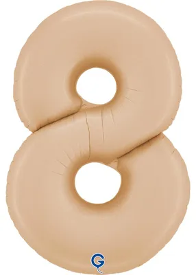 Produktbild von Riesenzahl Folienballon 40"/102cm | Satin Nude Zahl: 8