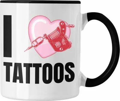 Produktbild von Trendation - I Love Tattoos Tasse Geschenk Tattoowiererin Tattoowierer Geschenkidee Spruch Männer Frauen (Schwarz)