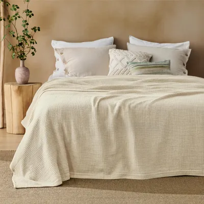 Produktbild von Mousseline Decke 100% Baumwolle - Weiche Bankdecke - Atmungsaktiv - Leicht - 220 x 240 cm