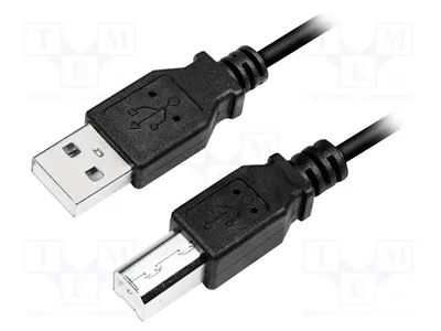 Image de 1 câble plaqué or, USB 2.0, connecteur USB A, connecteur USB B, longueur 2 mètres, modèle CU0007B, câble USB