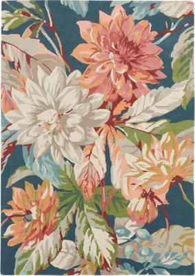 Produktbild von Handgefertigter Wohn- und Schlafzimmerteppich aus Wolle mit Blumenmuster in Hagebutte