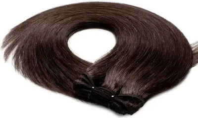 Produktbild von hair2heart Premium Echthaar Tressen zum Einnähen Extensions glatt - 60cm 50g 4/0 mittelbraun
