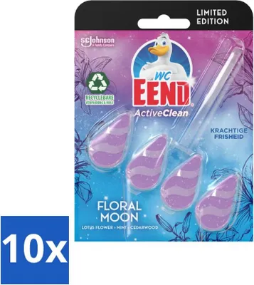 Produktbild von Toilettenente - Active Clean Floral Moon - Toilettenblock - Duft: Lotus, Minze & Zedernholz - 38 gr - Vorteilspack - 10 Stücke