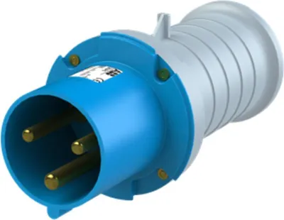 Produktbild von Amphenol 63 Ampere CEE Steckverbinder 3-polig (2P+PE) Stift, Kodierung 6h blau 200/250V Frequenz 50 und 60Hz - 1 Stück