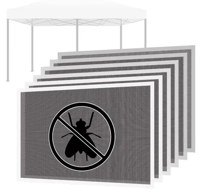 Image de Jeu de 6 moustiquaires pour gazebo de jardin 3x6 M Jeu de 6 moustiquaires avec velcro. 300X300X200H CM Blanc