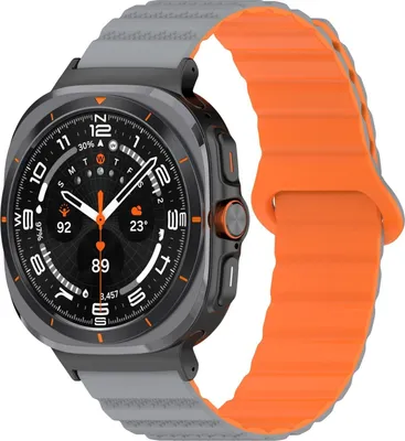 Image de Pour Samsung Galaxy Watch Ultra 47 mm Bracelet magnétique en silicone à motif à pois Gris / Orange