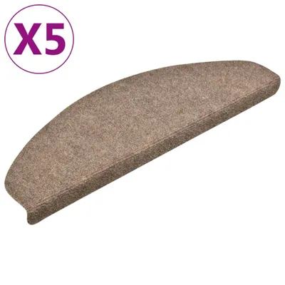 Image de Tapis d'escalier auto-adhésifs 5 pièces 65 x 21 x 4 cm Beige Demi-rond Grand