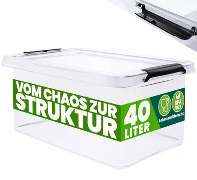 Productafbeelding van Opbergbox Transparant 58x39x26cm 40L stapelbaar