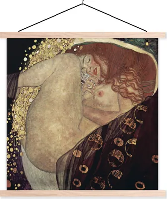 Produktbild von MuchoWow® Textilposter Danaë - Gustav Klimt 60x60 cm mit holzfarbenen Rahmen - Wanddekoration