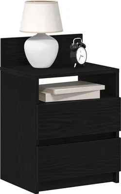 Produktbild von vidaXL Nachttisch mit 2 Schubladen Schwarz 40x33x60 cm
