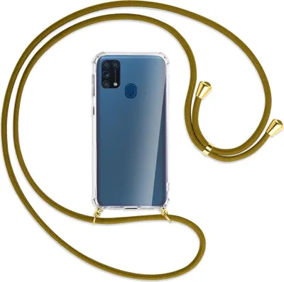 Produktbild von Handykette Backcover-Schutzhülle mit Band (Metall goldfarben) für Samsung Galaxy M31 - khaki