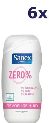Zdjęcie produktu dla 6 szt. Sanex Zero% Sensitive Skin – żel pod prysznic 400 ml