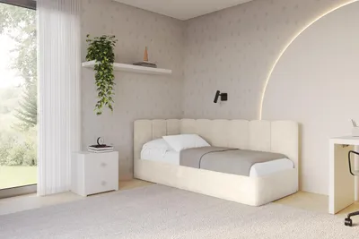 Produktbild von ALTDECOR Jugendbett mit Bettkasten DEXY - 80x200 - Beige - Monolith 04 - Bett mit Matratze - Rechts angeordnet - Einzelbett mit Stauraum - Polsterbett Kinderbett