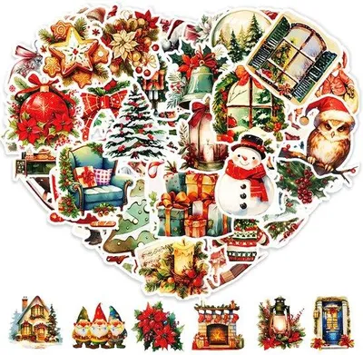 Produktbild von Kerststickers Vintage Selbstklebend für Paketieren und Basteln
