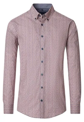 Produktbild von CASAMODA Herren Freizeithemd Langarm Button-Down Comfort Rot gemustert XL