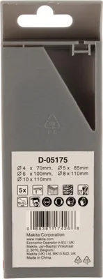 The image shows the packaging of a set of drill bits.