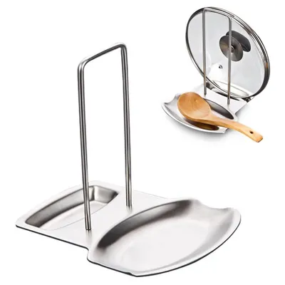 Produktbild von Topfdeckelhalter Deckelhalter Deckelständer Löffelablage Ständer Halter Ablage für Topfdeckel und Kochlöffel aus hochwertigem Edelstahl