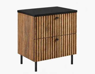 Immagine prodotto di Mobile bagno sospeso con piano 60, finitura "Eiche Craft Gold" + piano nero, maniglie disponibili in tre colori, piedi neri, dimensioni 60 x 44,4 x 73,6 cm, Immagine generata dall'IA