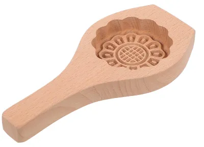 Produktbild von Mondkuchenform - 3D Holz-Backwerkzeug für Gebäck und Plätzchen - 1 Stück