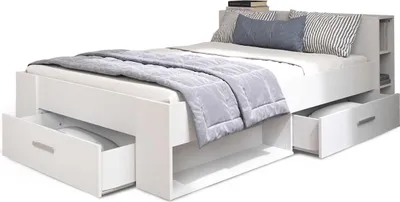 Image de Lit avec rangement Leonis - 140x190cm - Blanc