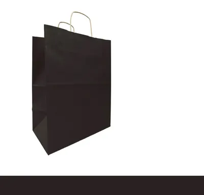 Produktbild von 1x Papiertragetaschen schwarz 7,5 Liter max. 10 kg mit Kordel - PODARI