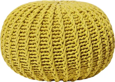 Obrázek produktu pro BELIANI puf žlutý  Kulatý bavlněný , pletený 50 x 35 cm, tkaný